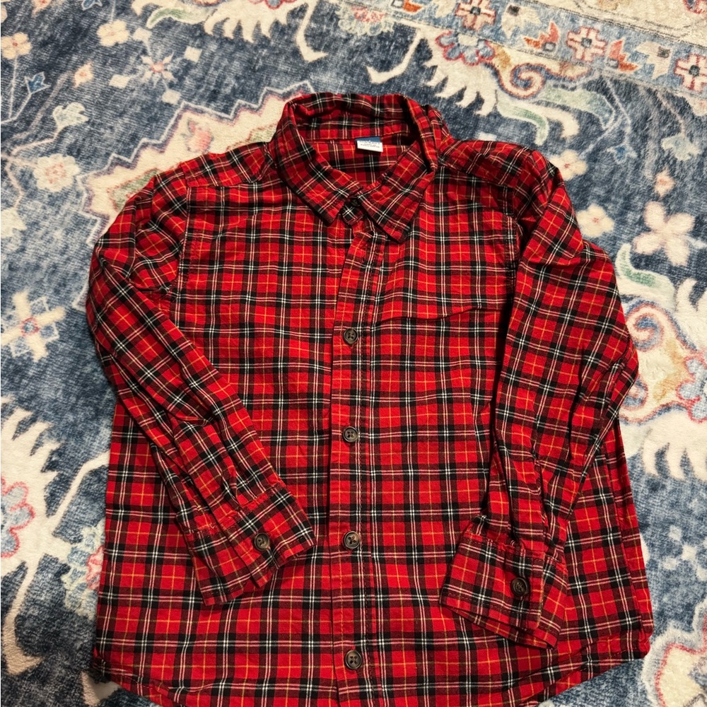 Old Navy Red and Black Plaid Button Down Shirt